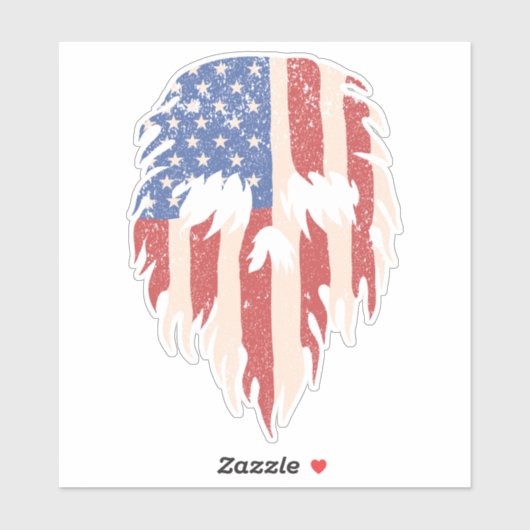USA Flag Skull Beard | Distressed Patriotic Design シール (シート)