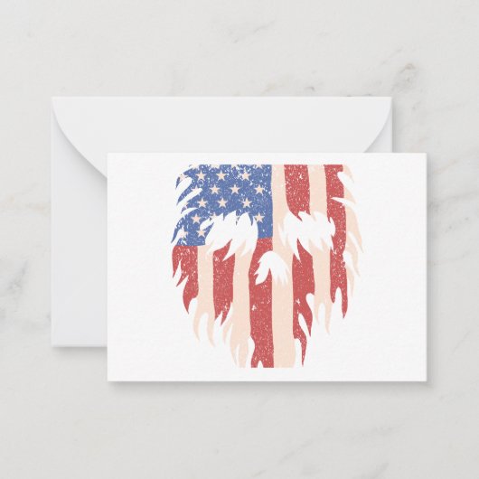USA Flag Skull Beard | Distressed Patriotic Design ノートカード (正面)
