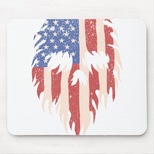 USA Flag Skull Beard | Distressed Patriotic Design マウスパッド (正面)