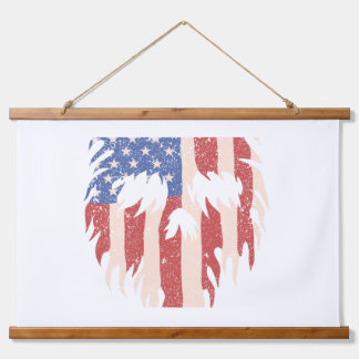 USA Flag Skull Beard | Distressed Patriotic Design 吊り下げ型タペストリー