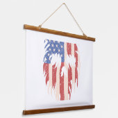 USA Flag Skull Beard | Distressed Patriotic Design 吊り下げ型タペストリー (傾斜あり)