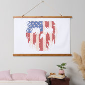 USA Flag Skull Beard | Distressed Patriotic Design 吊り下げ型タペストリー (寝室)