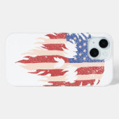 USA Flag Skull Beard | Distressed Patriotic Design Case-Mate iPhoneケース (裏面 (横))