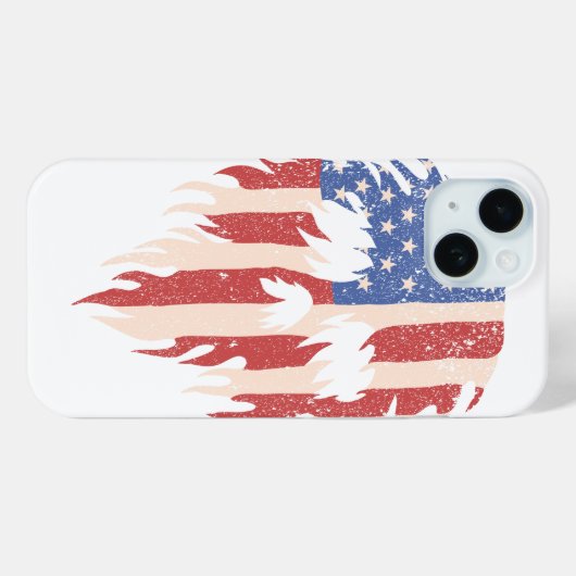 USA Flag Skull Beard | Distressed Patriotic Design Case-Mate iPhoneケース (裏面 (横))