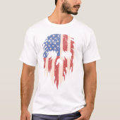 USA Flag Skull Beard | Distressed Patriotic Design Tシャツ (正面)