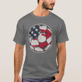 USA Flag Soccer Ball Patriotic American Football Tシャツ (正面)