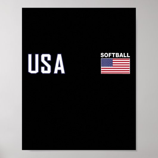 Usa Flag Softll Team Equipment Women Men Softll  ポスター (正面)