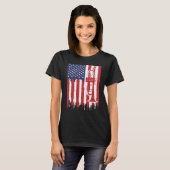 USA Flag Thin Red Line Smooth Jazz Music Trumpet Tシャツ (正面フル)