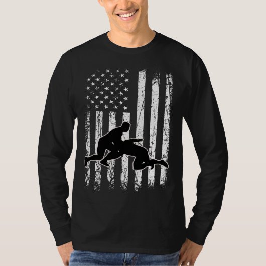 Usa Flag Wrestling American Flag Wrestling Wrestle Tシャツ (正面)