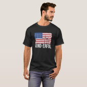 USA Flagge Amerika Fahen Wind Erful Wind Turbine E Tシャツ (正面フル)