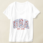USA floral patriotic design  Tシャツ (レイダウン)