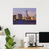 USA, Florida, Miami skyline at dusk 2 ポスター (ホームオフィス)