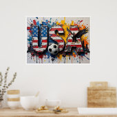 USA Football Citiscape Oil Painting Style Art ポスター (キッチン)