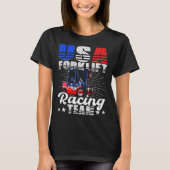 USA Forklift Operator Racing Team Warehouse Worker Tシャツ (正面)