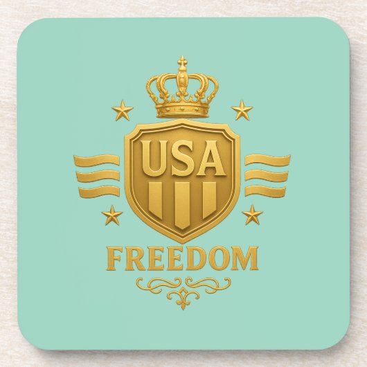 USA Freedom Golden Emblem Coasters – Set of 6 コースター (正面)