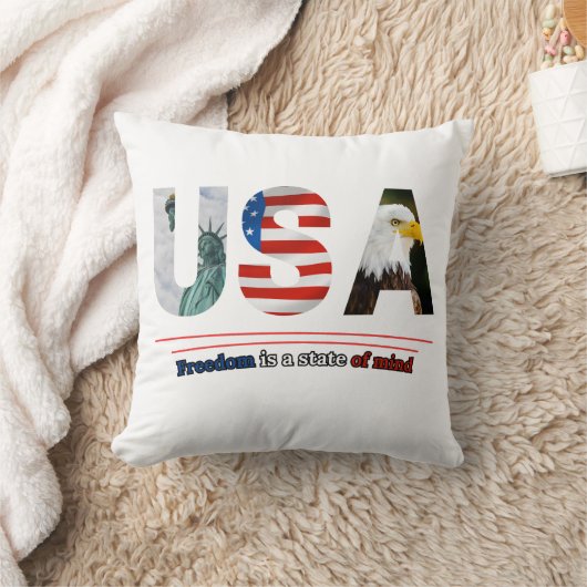 "USA – Freedom Is a State of Mind" クッション (ブランケット)