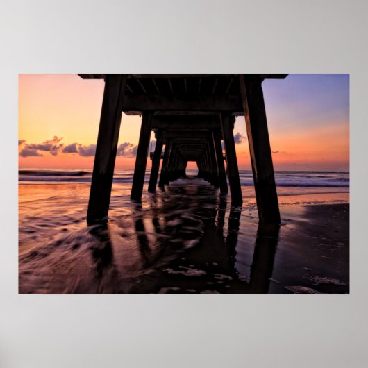 USA, Georgia, Tybee Island, Pier At Tybee Island ポスター (正面)