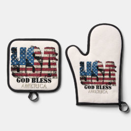 USA God Bless America 鍋つかみ&鍋敷きセット