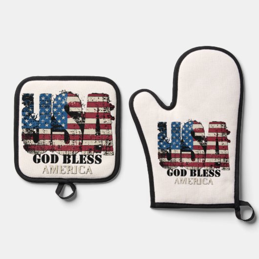 USA God Bless America 鍋つかみ&鍋敷きセット (正面)