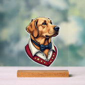 USA Golden Retriever Vintage Patriotic Dog Shirt アクリルサイン (ニュートラル)