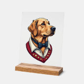 USA Golden Retriever Vintage Patriotic Dog Shirt アクリルサイン (傾斜)