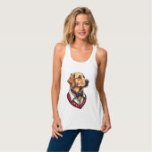 USA Golden Retriever Vintage Patriotic Dog Shirt タンクトップ (正面フル)