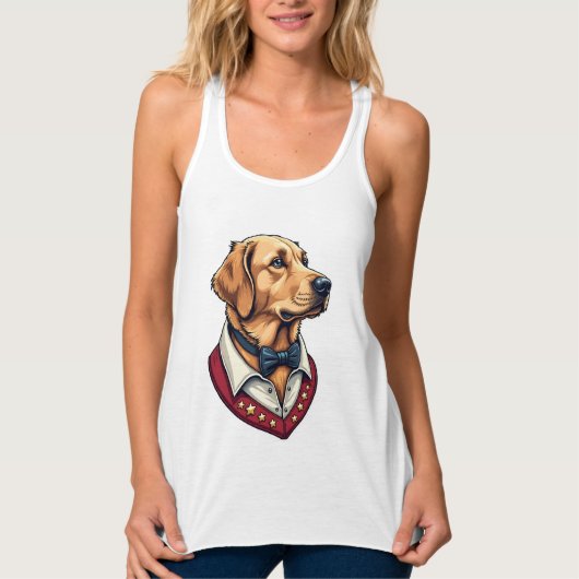 USA Golden Retriever Vintage Patriotic Dog Shirt タンクトップ (正面)
