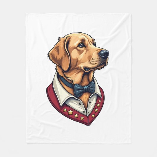 USA Golden Retriever Vintage Patriotic Dog Shirt フリースブランケット (正面)