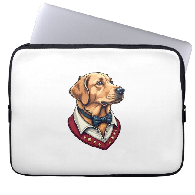 USA Golden Retriever Vintage Patriotic Dog Shirt ラップトップスリーブ (正面)