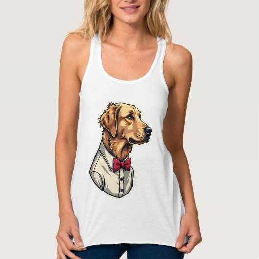 USA Golden Retriever Vintage Patriotic Dog Shirt 4 タンクトップ (正面)