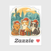 USA Holiday Cats – Cute Meowy Christmas Sticker シール (シート)