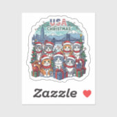 USA Holiday Cats – Cute Meowy Christmas Sticker シール (シート)