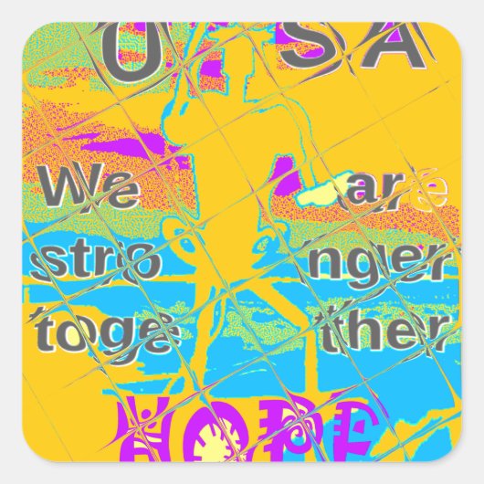 USA Hope：テクスチャカラフルデザイン スクエアシール (正面)
