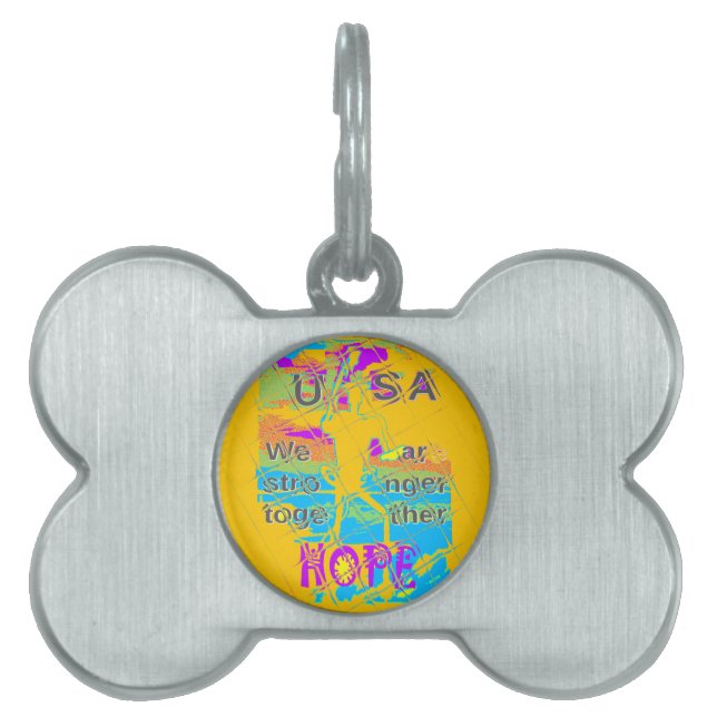 USA Hope：テクスチャカラフルデザイン ペットネームタグ (正面)