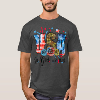 USA In God We Trust 4th Of July Sunflower Leopard Tシャツ