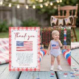 USA Independence Day Birthday Photo Thank You Card サンキューカード