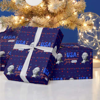 USA Independence Day deep blue ラッピングペーパー