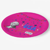 USA Independence Day hot pink ペーパープレート (アングル)