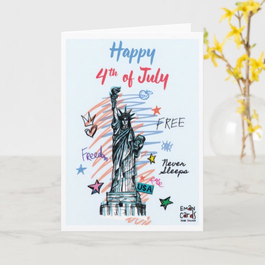 USA Independence Day - Liberty カード (黄色い花)