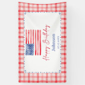 USA Independence Day Themed Birthday 横断幕 (縦)