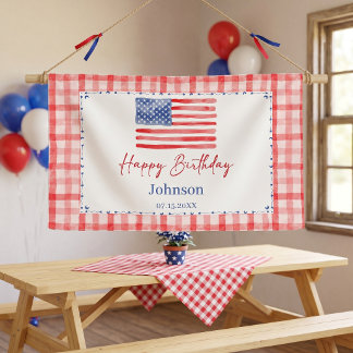 USA Independence Day Themed Birthday 横断幕