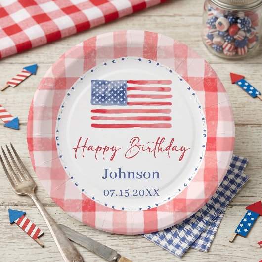USA Independence Day Themed Birthday Paper Plates ペーパープレート