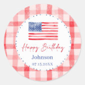 USA Independence Day Themed Birthday Sticker ラウンドシール (正面)