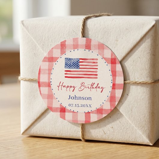 USA Independence Day Themed Birthday Sticker ラウンドシール