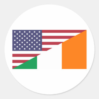 USA/Irelandの旗 ラウンドシール