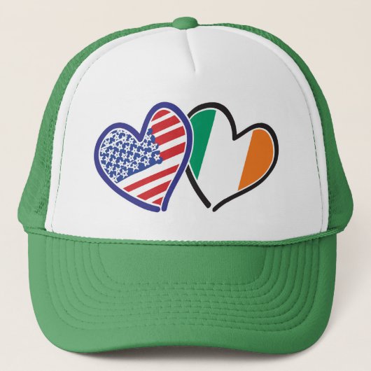USA Ireland Heart Flags キャップ (正面)
