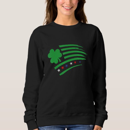 USA Irish Flag  Clover Shamrock  Ireland America スウェットシャツ (正面)
