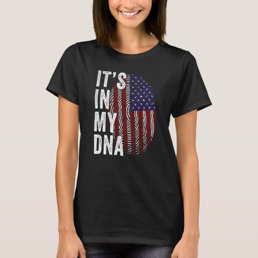 USA It's In My DNA Cute American Fingerprint Ameri Tシャツ (正面)