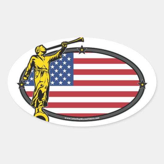 USA LDSミッション楕円なしラベル 楕円形シール (正面)