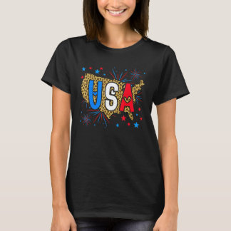 Usa Leopardの地図Perfect Women Tシャツ